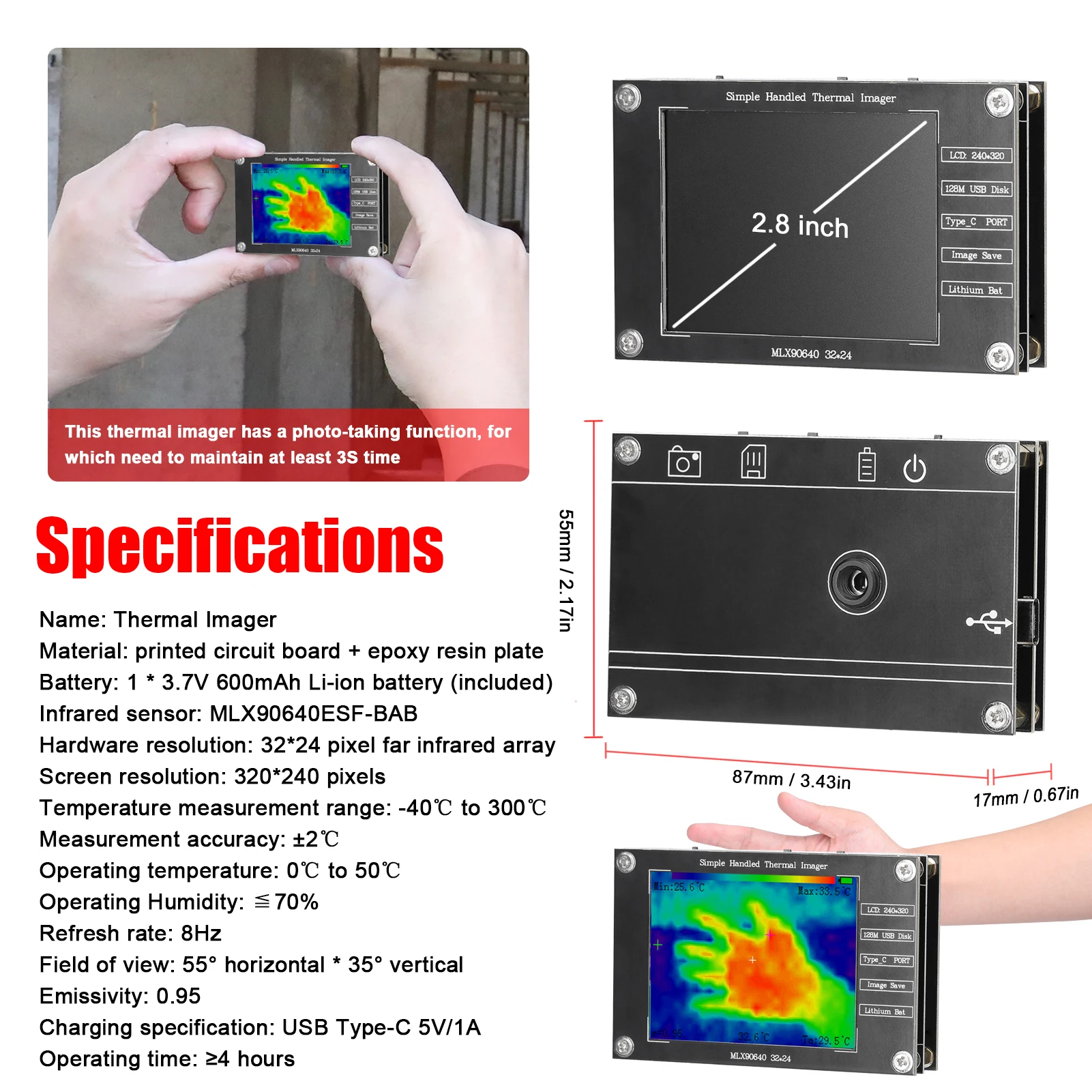 32*24 열화상 카메라 -40 ℃   300까지 ℃  - Thermal Imaging Camera Pcb Repair 리뷰 및 가격